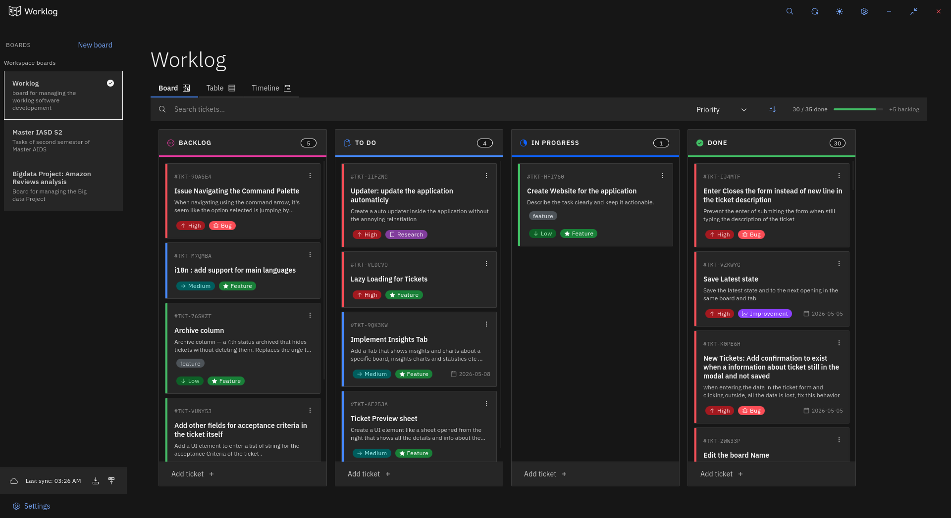 Worklog App Interface